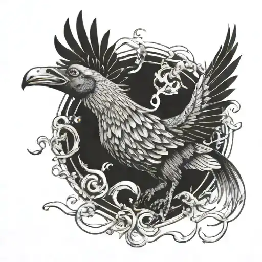 dodo bird flying away tattoo design idea