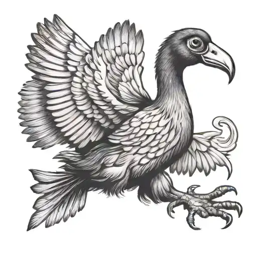 dodo bird flying tattoo design idea