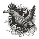 dodo bird flying away tattoo design idea