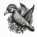 dodo bird flying away tattoo design idea