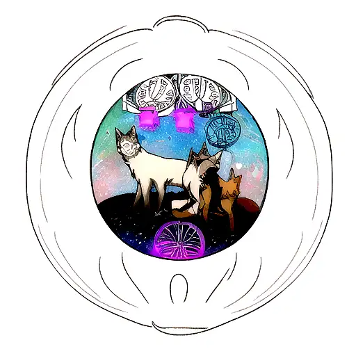 Dreamcatcher with a sleeping wolf tattoo design idea