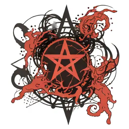 pentagram and demons tattoo design idea