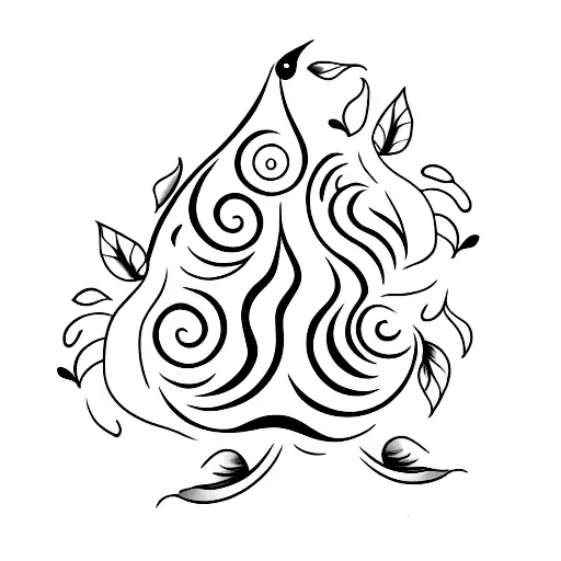 tattoo of a pear with the number 90 incorporated into its design  tattoo design idea