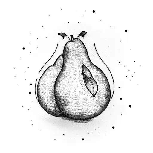 A blackwork tattoo of a pear with the number 90 incorporated into its design tattoo design idea