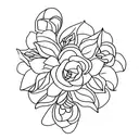 Scarlet begonia long stem tattoo design idea