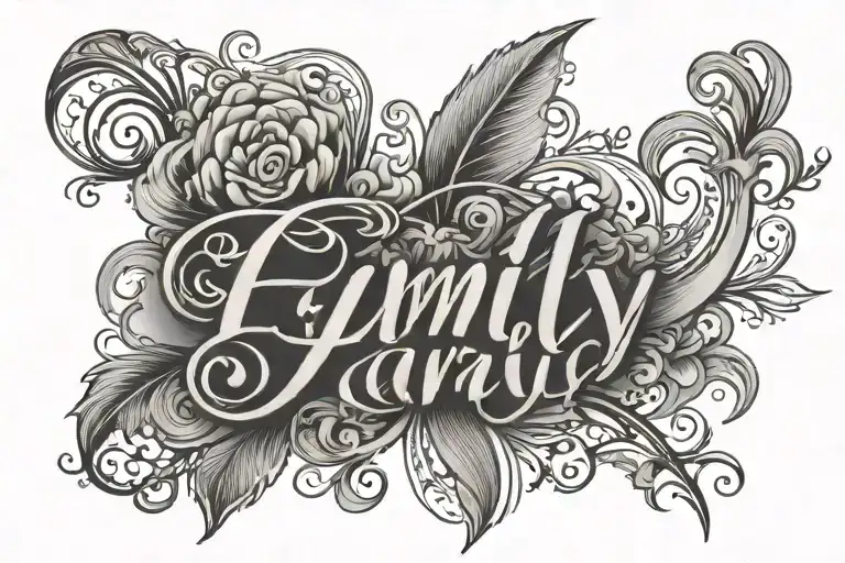 Word "family" written in elegant script tattoo design idea