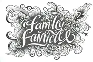 Word "family" written in elegant script tattoo design idea