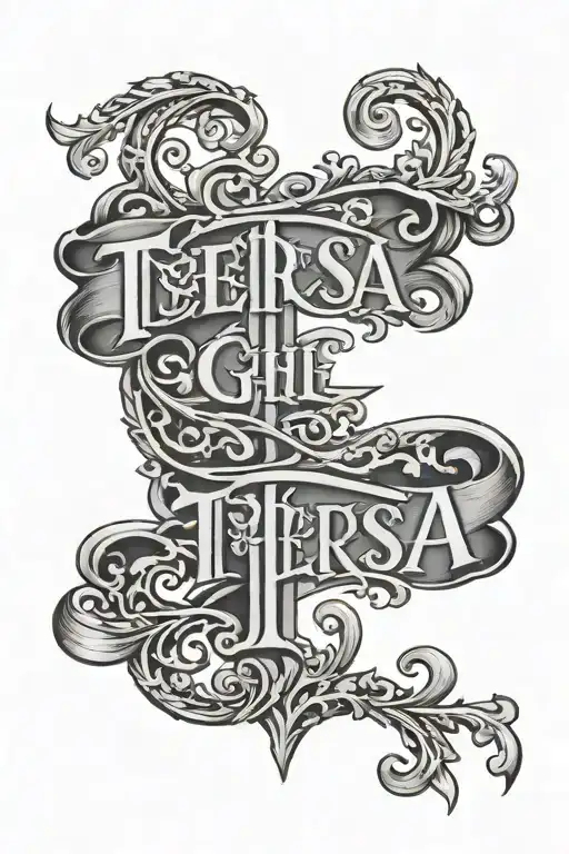 old english font tattoo name of TERESA going down the arm tattoo design idea