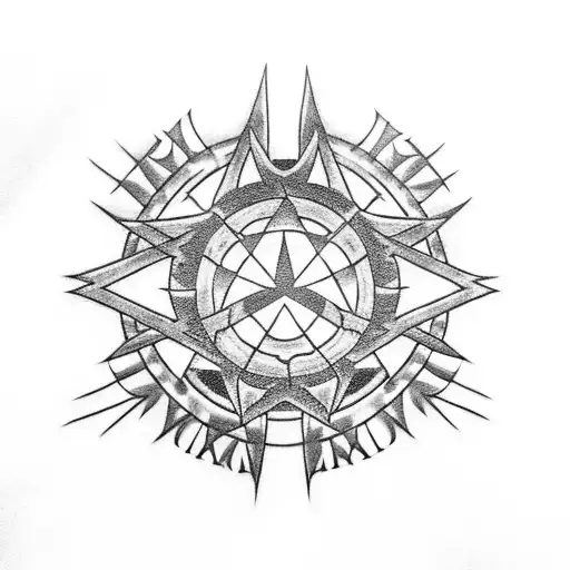 Metallica logo transformed into a ninja star tattoo design idea