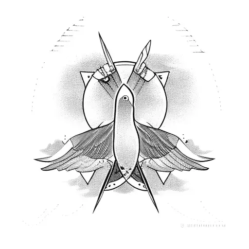 two birds flying skyward tattoo design idea