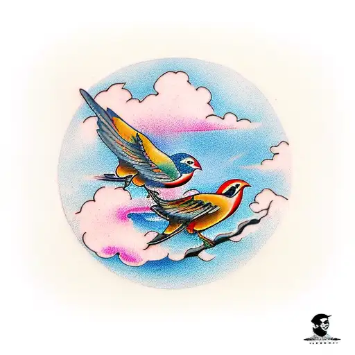 two birds in harmony tattoo design idea