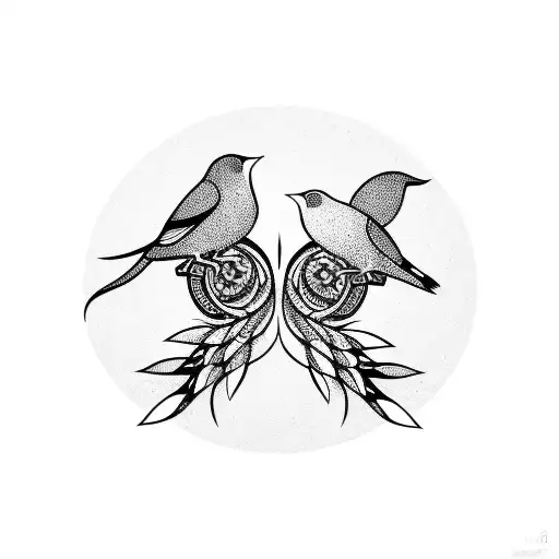 two birds in harmony tattoo design idea