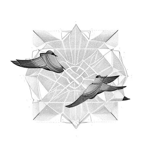 two birds flying skyward tattoo design idea