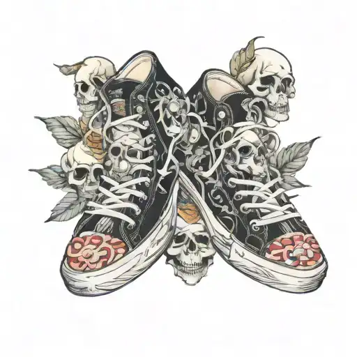 sneakers with skulls  tattoo design idea