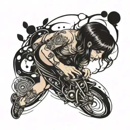 girl made out of black hole tattoo design idea