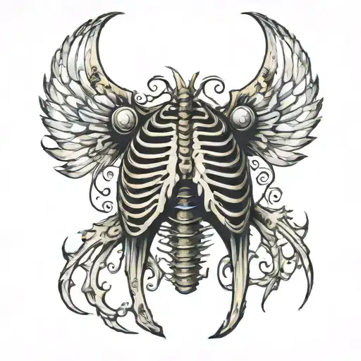 ribcage with shadow void tattoo design idea