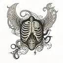 ribcage with shadow void tattoo design idea