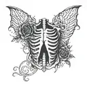 ribcage with shadow void tattoo design idea