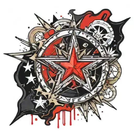 u.s.  army star with Afghanistan campaign medal color gradient tattoo design idea