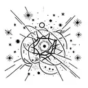 A celestial minimalist tattoo featuring stars forming a biblical verse against a backdrop of a stunning sunset tattoo design idea