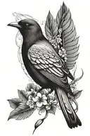 blackbird singing tattoo design idea