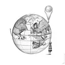 The world is yours globe held by 3 women  tattoo design idea