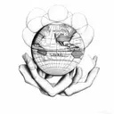 The world is yours globe held by 3 women  tattoo design idea