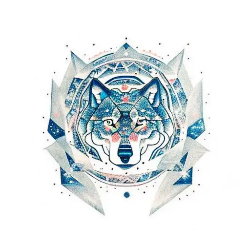 constellation full body wolf tattoo design idea