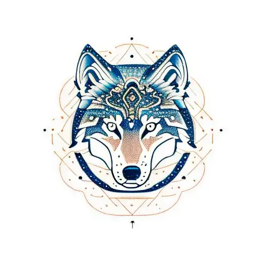 constellation body wolf torii gate tattoo design idea