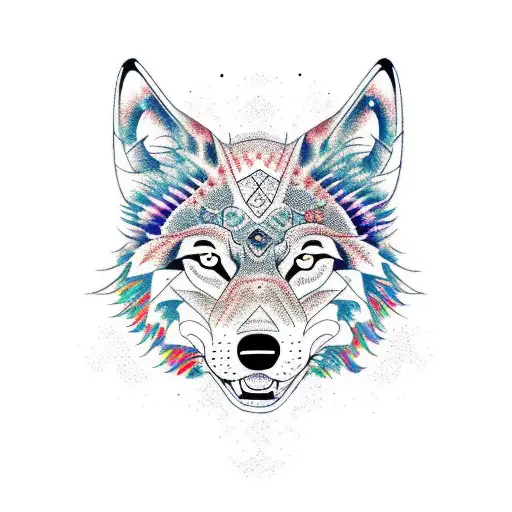 constellation wolf tattoo design idea