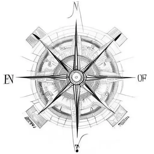 determination compass faith tattoo design idea