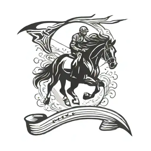 horse jumping over nike swoosh logo tattoo design idea