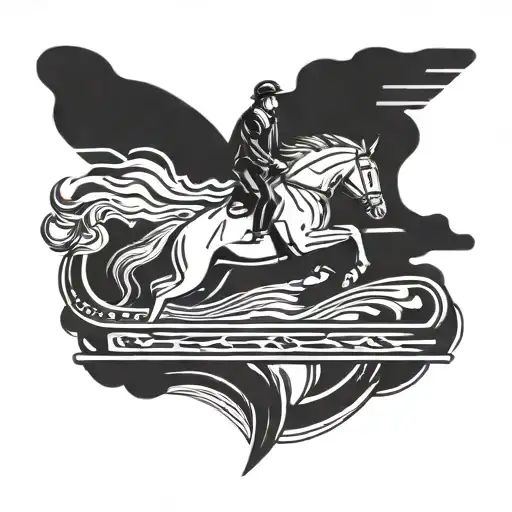 horse jumping and nike swoosh logo tattoo design idea