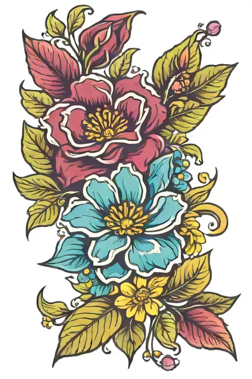 birthstone flower color boutique for February, April, April, May, July, November tattoo design idea