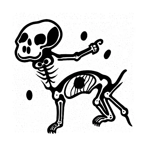skeleton dog and ghost  tattoo design idea