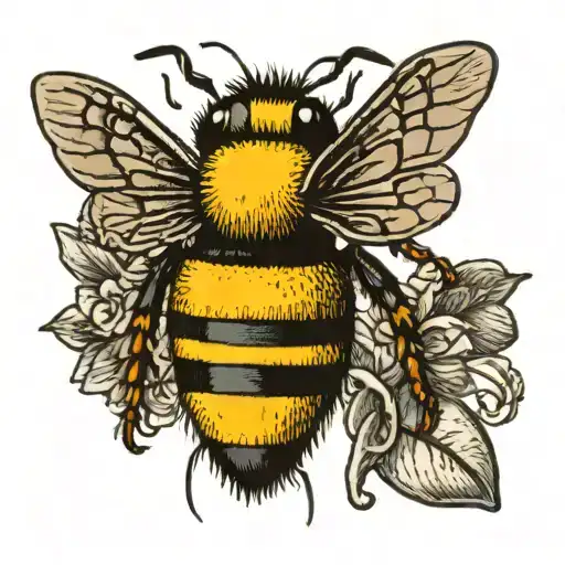 Bumblebee sitting  on top of a penny tattoo design idea