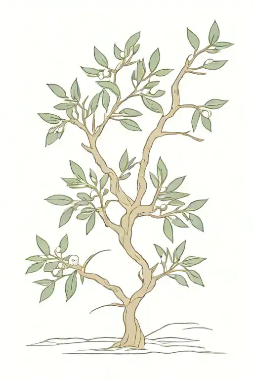 Olive tree with flowers tattoo design idea