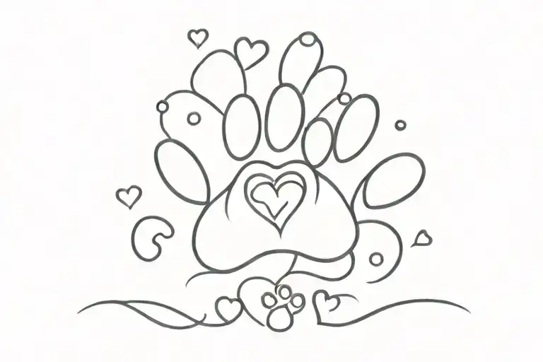 hearts and paw prints  tattoo design idea