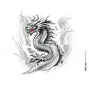 Dragon in a thunderstorm with lightning tattoo design idea