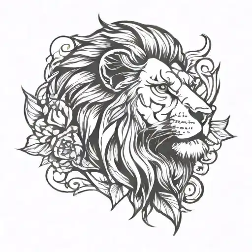 lion head defiant never quit tattoo design idea