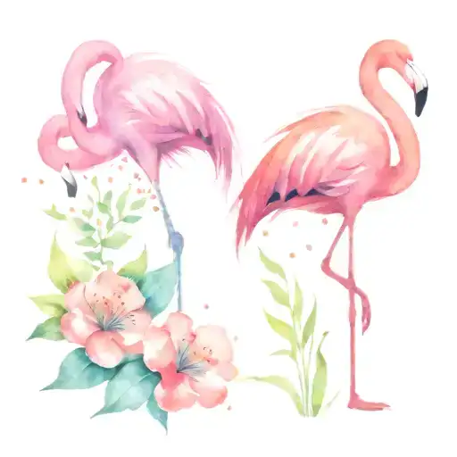 flamingo and flowers   tattoo design idea