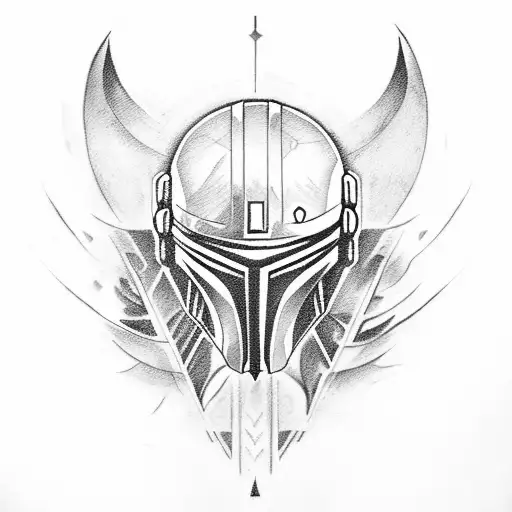 Mandalorian skull and brand of sacrifice tattoo design idea