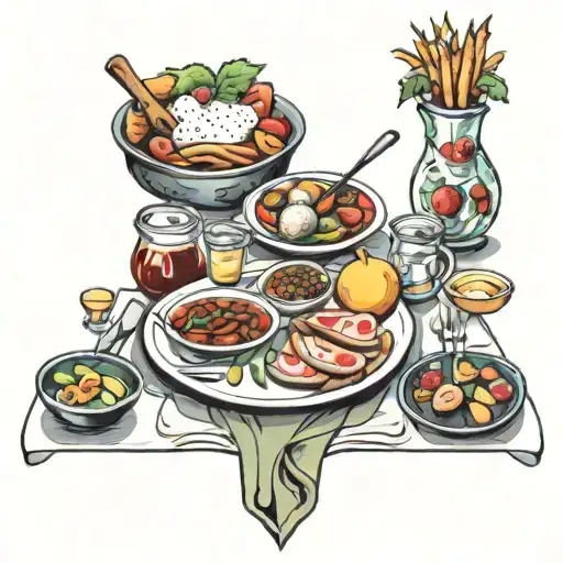 table full of food  tattoo design idea