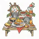 table full of food  tattoo design idea