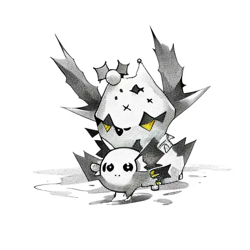 Mimikyu with Christmas hat tattoo design idea