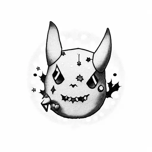 Mimikyu with Christmas hat tattoo design idea