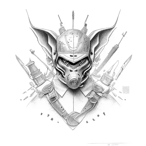 Goblin riding a motorbike tattoo design idea