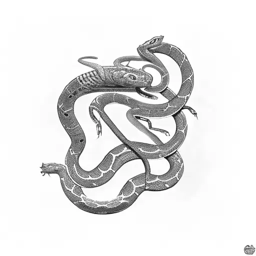 serpent eating it's own tail and inca tiles in boarder tattoo design idea