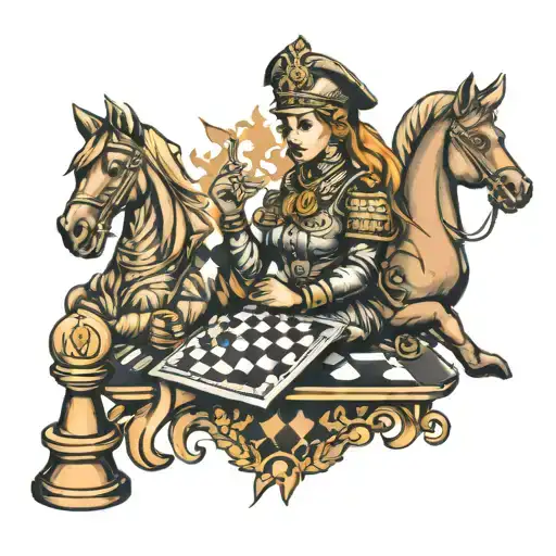 soldier chess queen tattoo design idea
