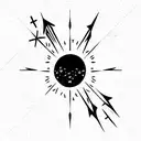 celestial, vertical symbols tattoo design idea